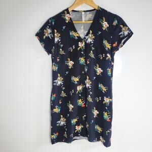 RVCA blue floral button up shirt dress Size small Excellent condition